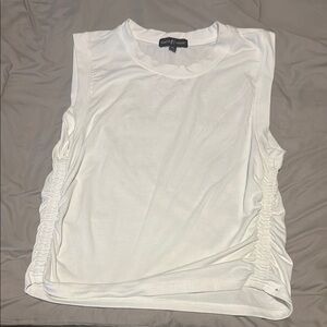 Almost Famous White Sleeveless Ruched Muscle Tee